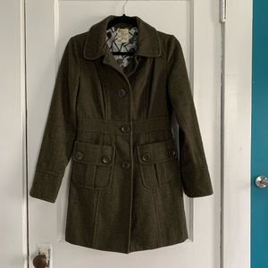 Olive green wool pea coat